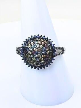 Handmade Jewelry Multi Color Sapphire Ring 925 Silver Size 9 Resizable